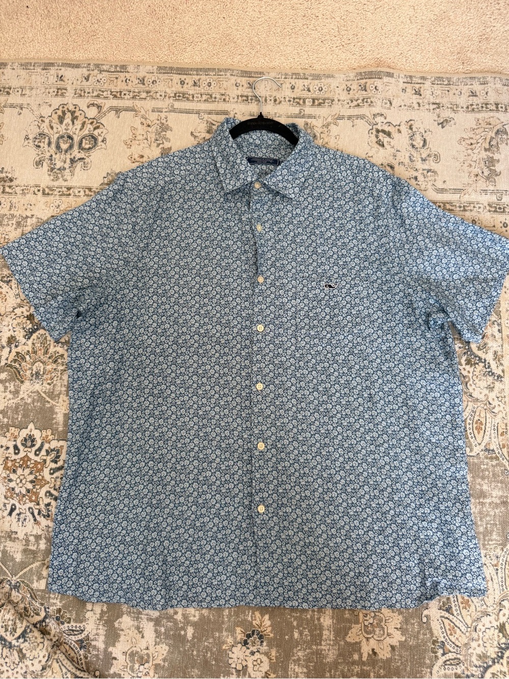 Vineyard Vines Light Blue Floral Short-Sleeve Button-Down Shirt
